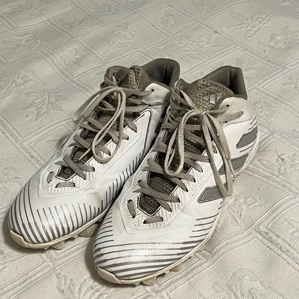 Adidas White and Gray Football Cleats